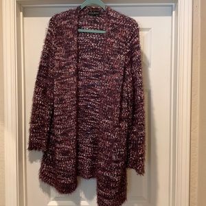 Lane Bryant Fuzzy Sweater Cardigan, Purple+blue/pink/white flecks (14/16)